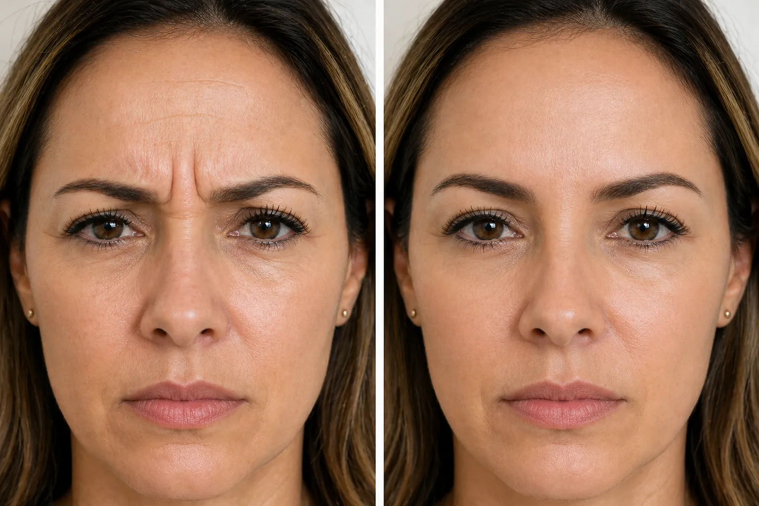 Antes e depois de Botox na testa — VIP Biomedicina
