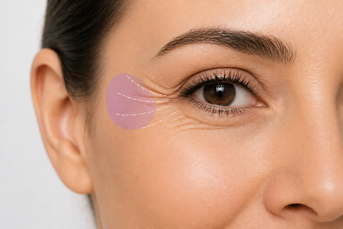 Área de aplicação de Botox em pés de galinha
